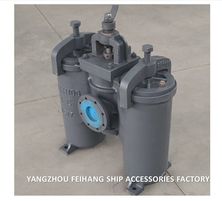 Marine Duplex Oliezeef JIS F7208 Model 5K-65A Lichaam Gietijzeren filterpatroon Roestvrij staal