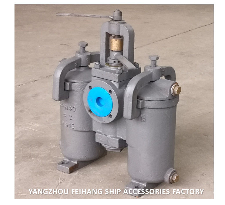 Marine Duplex Oliezeef JIS F7208 Model 5K-65A Lichaam Gietijzeren filterpatroon Roestvrij staal