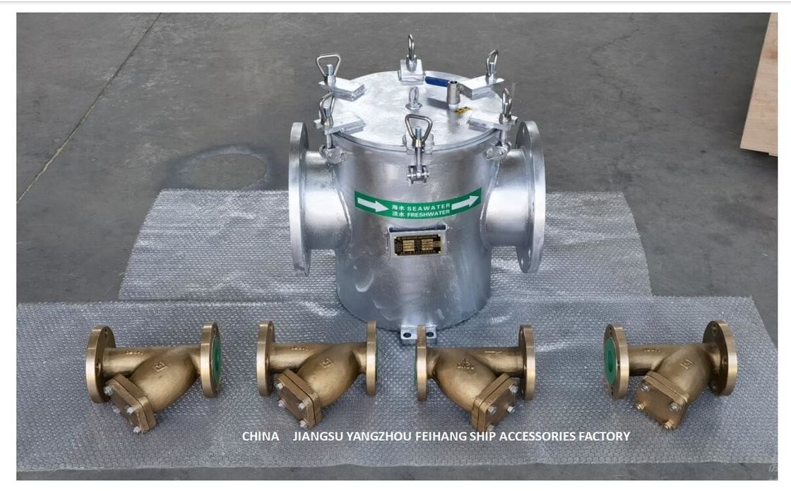 De Belangrijkste Zeewaterfilter Cb/T497-2012 van Dn250 bestaat hoofdzakelijk uit Verbindingspijpen, Hoofdpijpen, Filtermanden, Flenzen,
