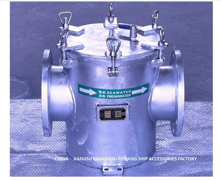De Belangrijkste Zeewaterfilter Cb/T497-2012 van Dn250 bestaat hoofdzakelijk uit Verbindingspijpen, Hoofdpijpen, Filtermanden, Flenzen,