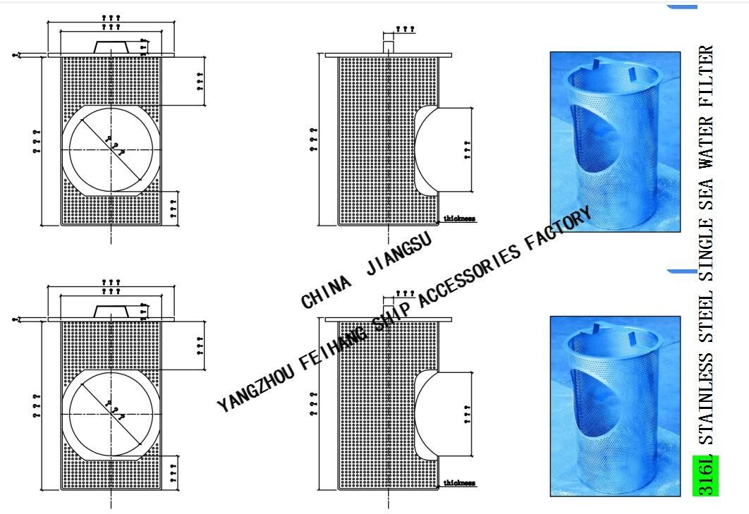Hoofd van de Overzeese van de Overzeese Borstfilter van het de Filterelement Borstzeef de Plaatgrootte: 3mm de Grootte van het Zeefgat: 5mm Gatenafstand: 8.5mm