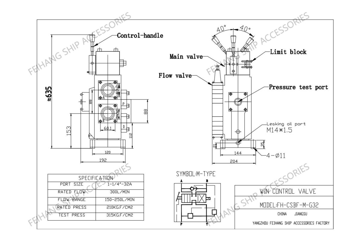 Hydraulische regelkleppen CSBF-G32 Handmatige proportionele stroomregelkleppen voor schepen