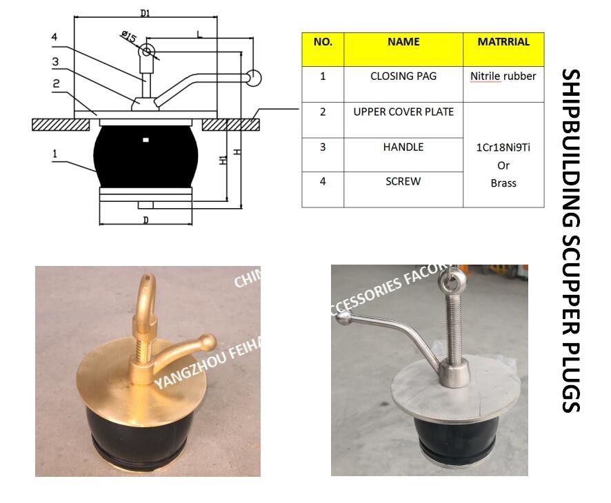 IMPA232486 50N-125 DEK SCUPPER PLUG, GUTTER PLUG-YANGZHO FEIHANG SCHIP ACCESSOIRES FABRIEK