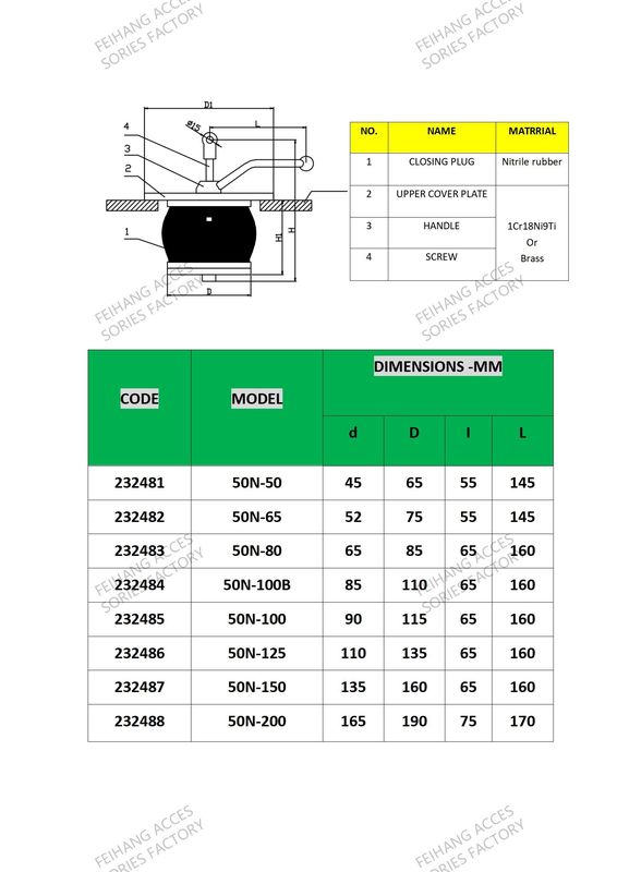 IMPA232481 50N-50 DEK SCUPPER PLUG, GUTTER PLUG-YANGZHO FEIHANG SCHIP ACCESSOIRES FABRIEK