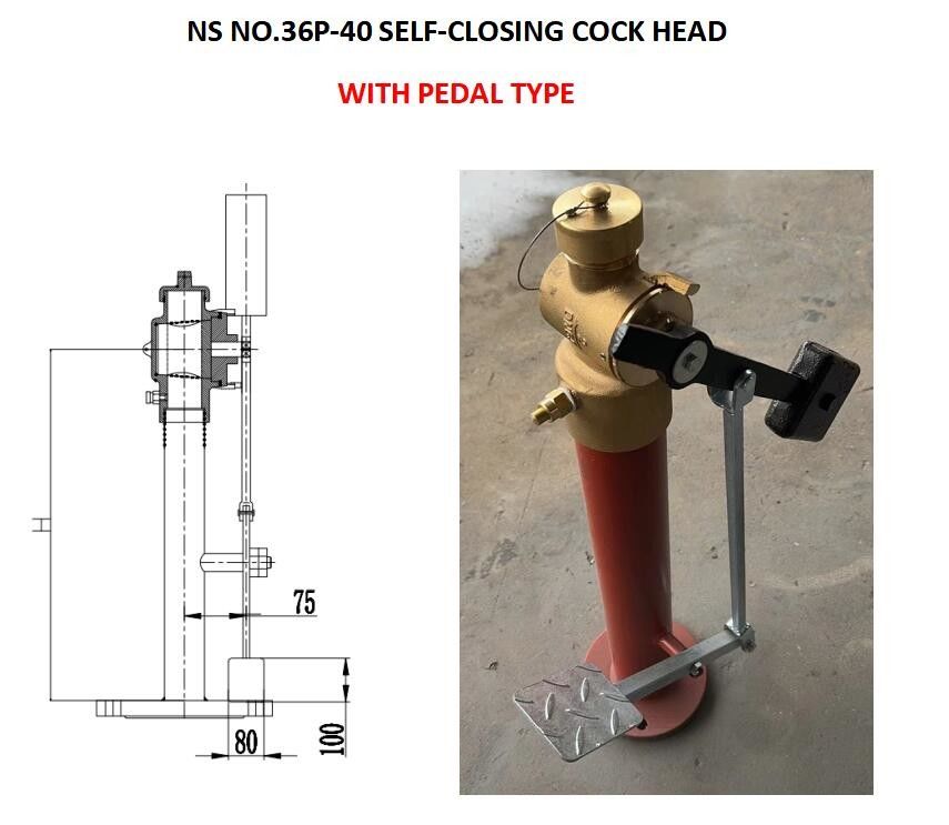 NS NO.36P-40 ZELF-SLOCKING COCK HEAD WITH PEDAL TYPE BRONZE MATERIAL, gemakkelijk te bedienen