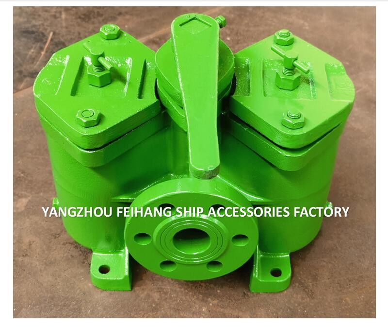 Duplex-oliefilters Model:AS32-0.40/0.22 Cb/T425-94 Voor smeeroliepomp, rechte type, gietijzeren lichaam, met filterelement,