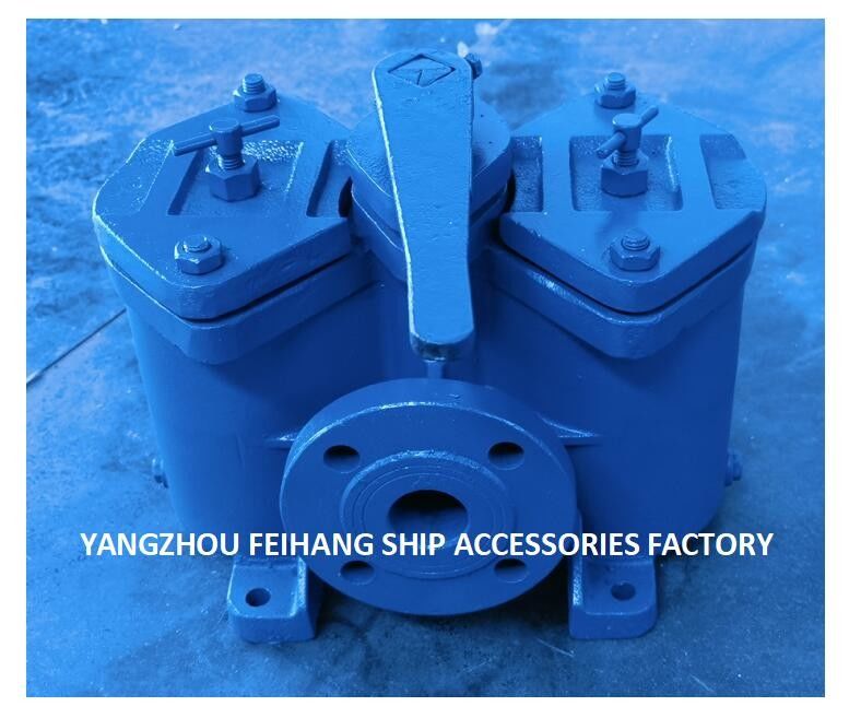 Duplex-oliefilters Model:AS32-0.40/0.22 Cb/T425-94 Voor smeeroliepomp, rechte type, gietijzeren lichaam, met filterelement,