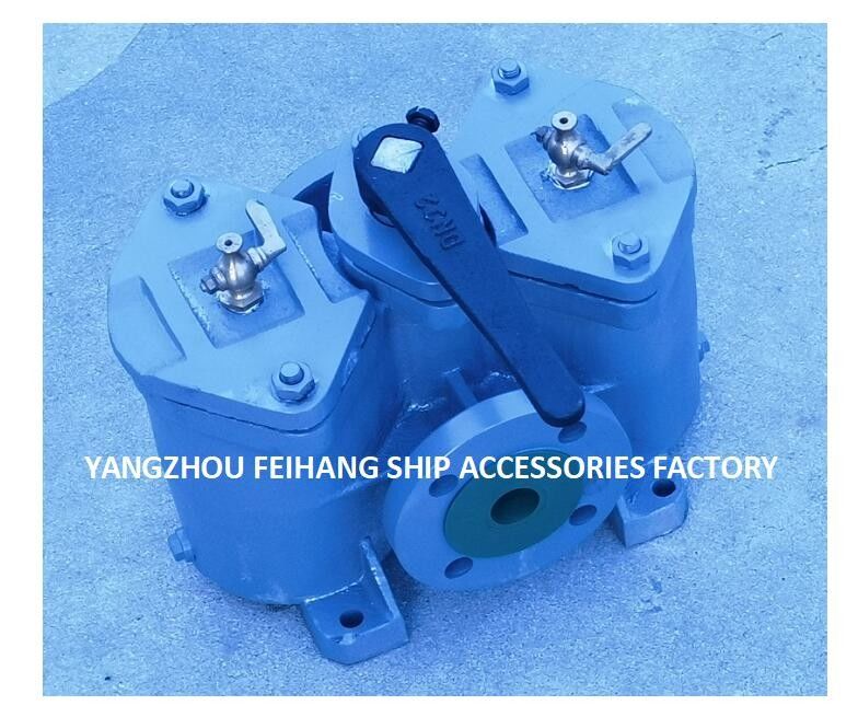 Duplex-oliefilters Model:AS32-0.40/0.22 Cb/T425-94 Voor smeeroliepomp, rechte type, gietijzeren lichaam, met filterelement,