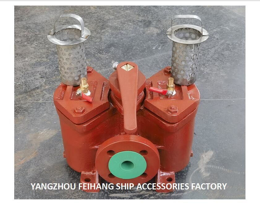 Duplex-oliefilters Model:AS32-0.40/0.22 Cb/T425-94 Voor smeeroliepomp, rechte type, gietijzeren lichaam, met filterelement,