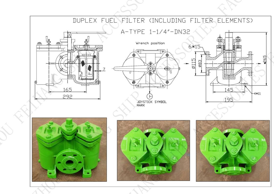 Gemaakt van gietijzer Flanged Duplex oliefilter AS32 Cb/T425 Voor brandstofoverdracht pomp Gemaakt van gietijzeren lichaam Inclusief roestvrij staal fi