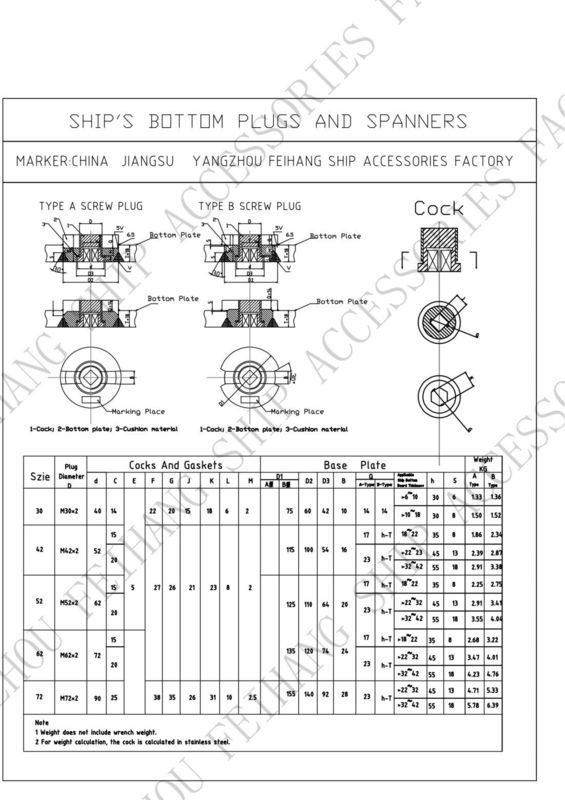 Technische parameter voor bodemplompjes model AW42-35N en bodemplompjes BW52-45N CB/T254-1997