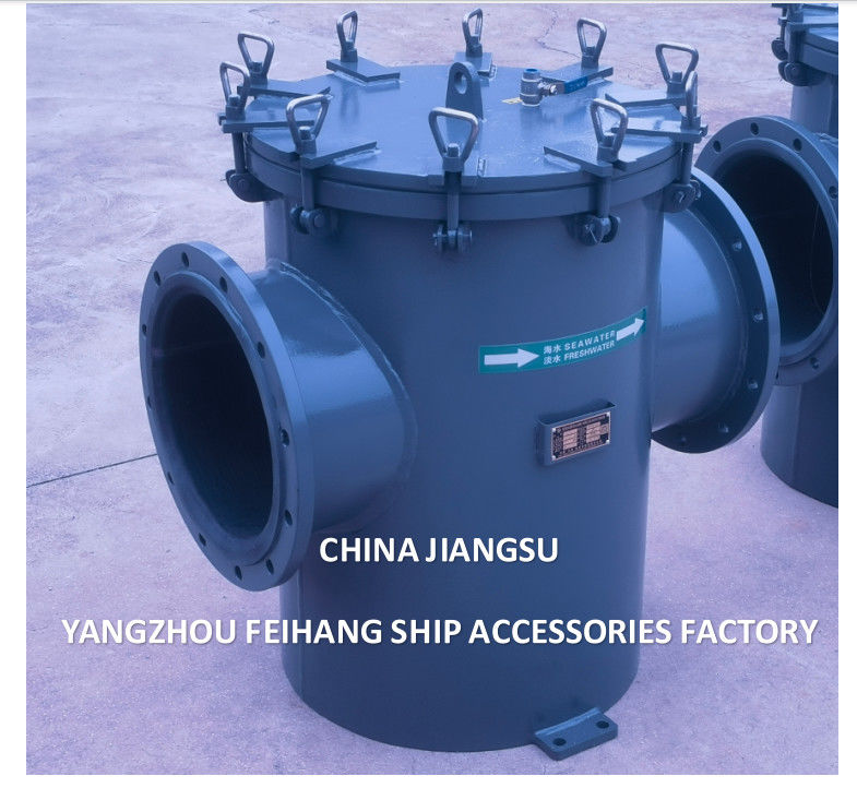 Rubber Lining Carbon Steel Zeewaterfilter (AS350 CB/T 497-2012) Flanke Eind Met Afvoerklep / Afvoeruitlaat