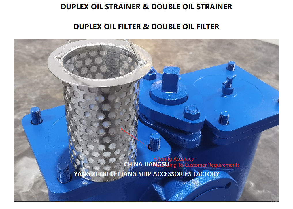 LAGDruk DUPLEX OIL STRAINER MODEL AS65 CB/T425 GEGASTE ijzeren lichaam met filterscherm van roestvrij staal