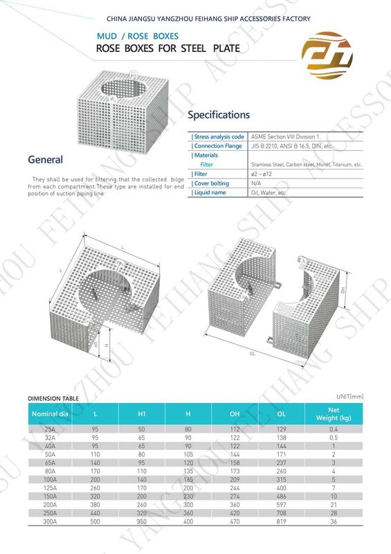 Technical Specifications For Suction-Rose Box Strainers & Strum Rose Box Strainer Carbon Steel Hot-Dip Galvanized