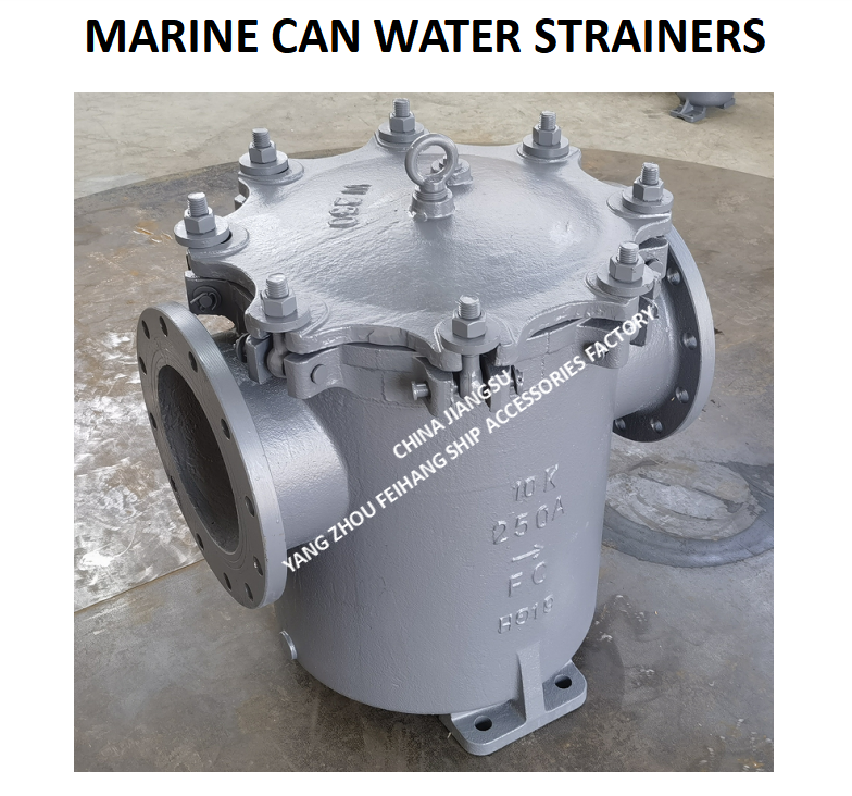 IMPA872011 MARINE CAN WATER STRAINER FH-10K-250A S-TYPE BODY - CAST IRON AND FILTER CARTRIDGE - STAINLESS STEEL